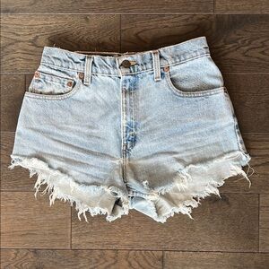 Levi's Light Blue Frayed Hem Denim Shorts